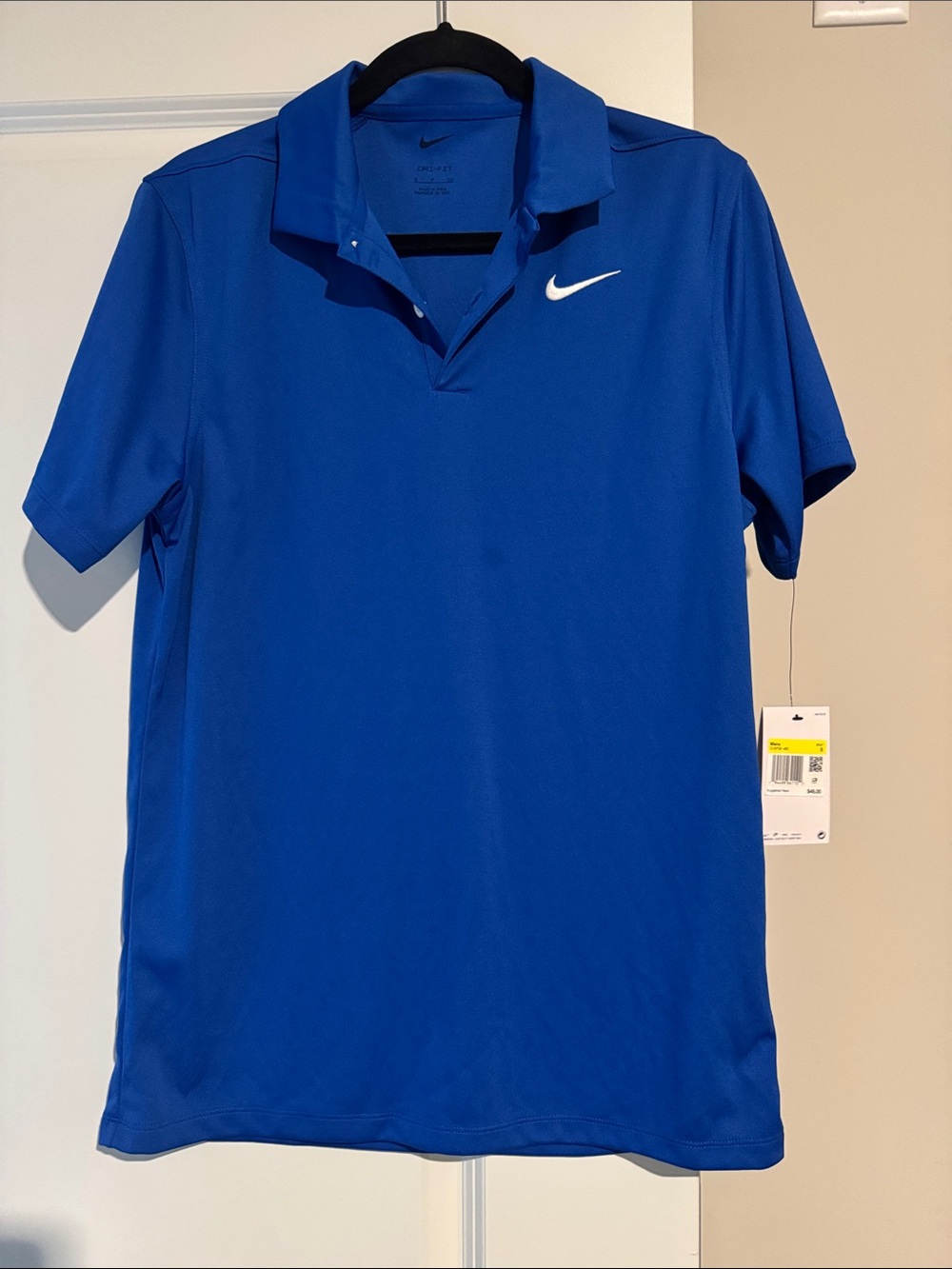 Nike Men's Polo Shirt - Royal Blue with White Swoosh